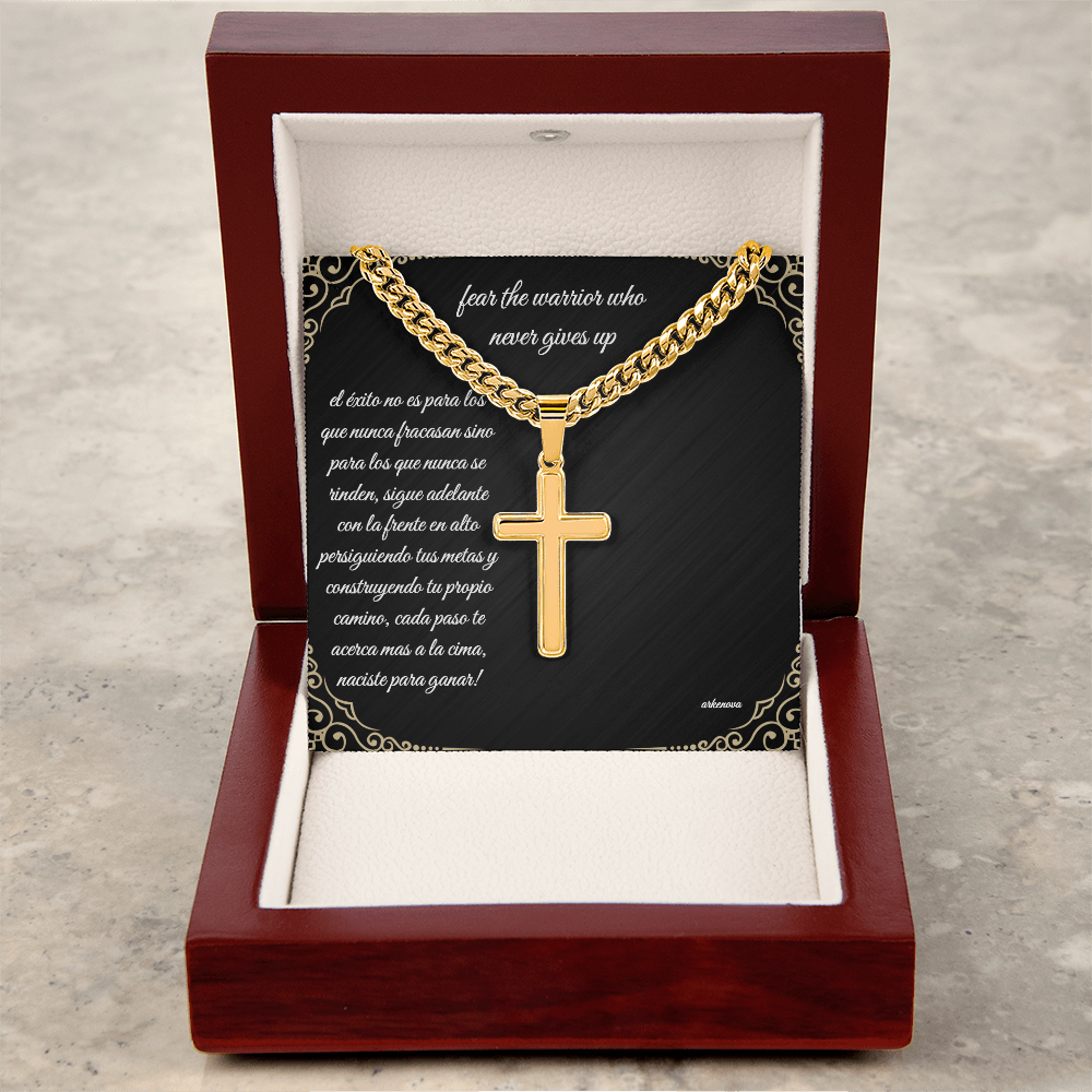 Unwavering warrior-Cross with Cuban Link Chain