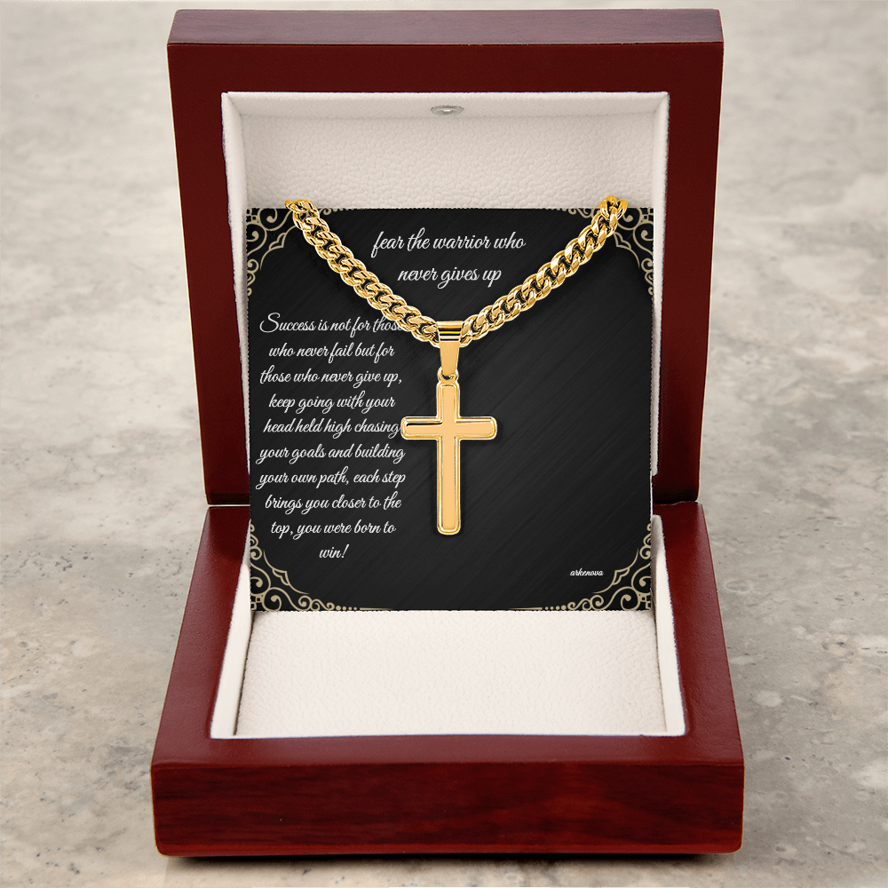Warrior Cross Necklace — Cuban Link Chain for Him