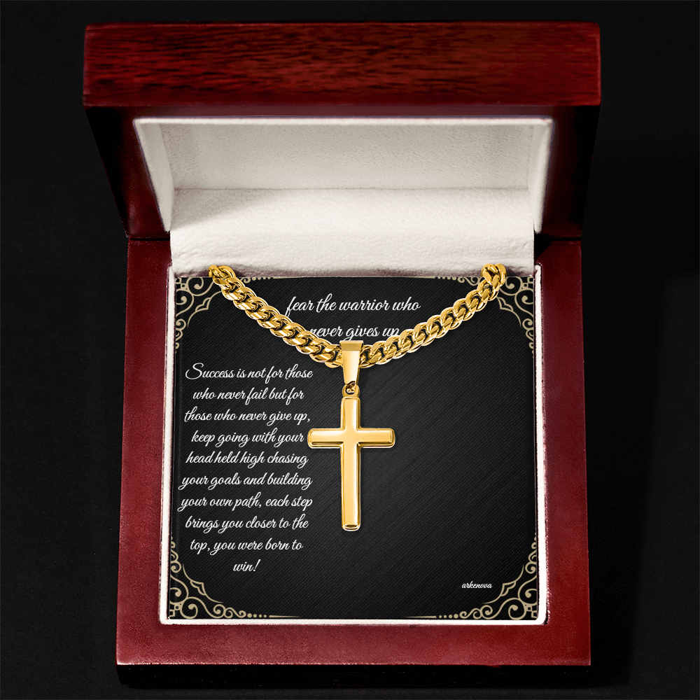 Warrior Cross Necklace — Cuban Link Chain for Him