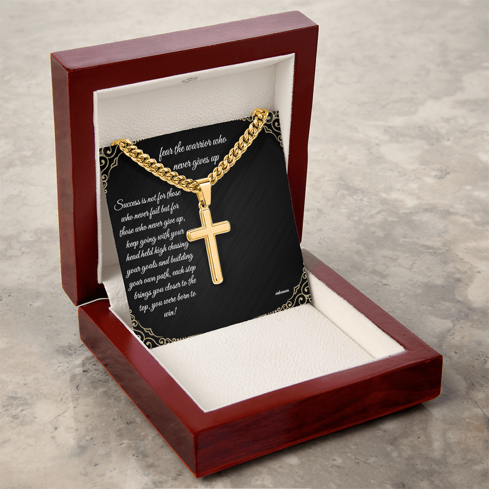 Warrior Cross Necklace — Cuban Link Chain for Him