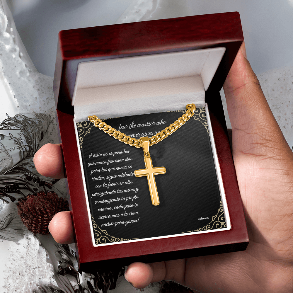 Unwavering warrior-Cross with Cuban Link Chain